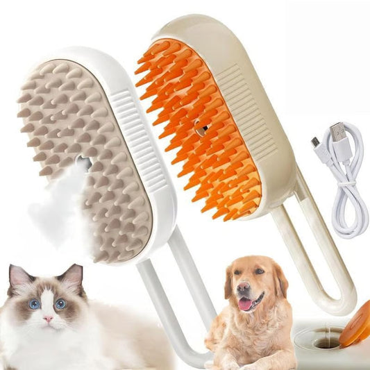 3-in-1 Pet Steam Brush | Nano Mist Grooming Brush for Cats & Dogs