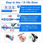 300PCS Solder Seal Wire Connectors - Waterproof Heat Shrink Butt Connectors with Self-Solder Function for Marine, Automotive, Stereo Applications