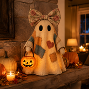 🎁Halloween Hot Sale - 69% OFF👻🎃 Light-Up Patchwork Ghost with LED Jack-o'-Lantern Basket
