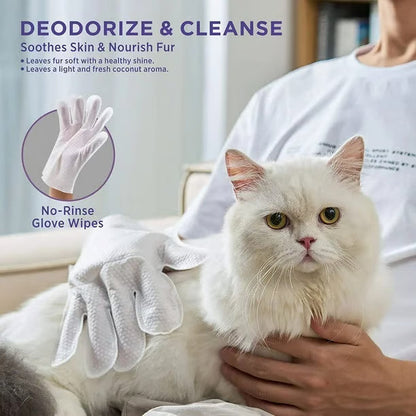 Deodorizing Pet Glove Wipes for Dogs & Cats (6 Pcs)