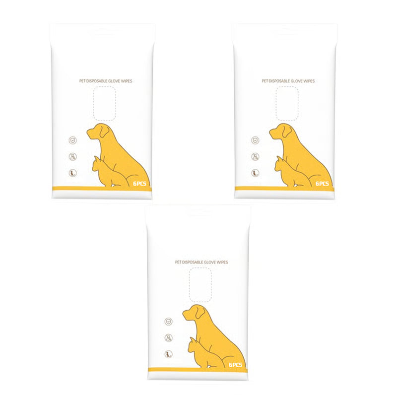 Deodorizing Pet Glove Wipes for Dogs & Cats (6 Pcs)