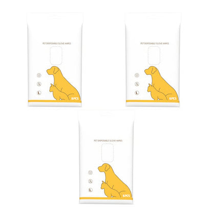 Deodorizing Pet Glove Wipes for Dogs & Cats (6 Pcs)