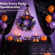 👻Halloween Black & Purple Rose Artificial Flower Skull Pendant, Spooky Ghost Festival Hanging Ornament for Home Party Decor