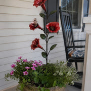 🐦Decorative Red Flower Hummingbird Feeder Stake, Ground‑Insert Bird Feeder for Backyard Garden Landscape Ornament