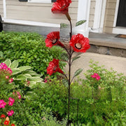 🐦Decorative Red Flower Hummingbird Feeder Stake, Ground‑Insert Bird Feeder for Backyard Garden Landscape Ornament