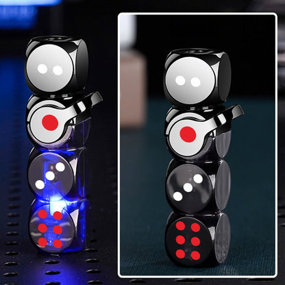 🎲 360° Spinning Dice Lighter 🔥 Windproof Jet Blue Flame, LED, Refillable EDC Gadget
