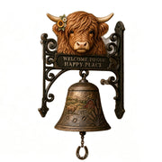 🔔 Cute Highland Cow Wall Bell, Country Farmhouse Mountable Bell, Decor Accent for Kitchen, Cabin & Entry Wall