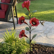 🐦Decorative Red Flower Hummingbird Feeder Stake, Ground‑Insert Bird Feeder for Backyard Garden Landscape Ornament