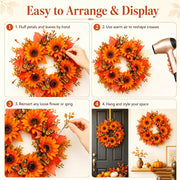 🍂Autumn Harvest Front Door Garland, Decorative Hanging Garland with Sunflowers and Maple Leaves for Indoor & Outdoor Seasonal Ornament