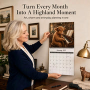 ✨Cute Highland Cow Hanging Wall Calendar, Farm‑Inspired Monthly Planner, Unique Gift for Highland Cow Enthusiasts