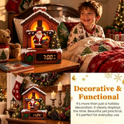 🎄Santa Fireplace Light‑Up Clock, LED Lighted Christmas Wall Clock for Holiday Home Decor & Xmas Gift