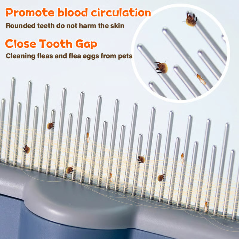 Self-Cleaning Pet Flea Comb & Grooming Brush+