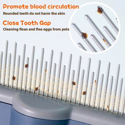 Self-Cleaning Pet Flea Comb & Grooming Brush+