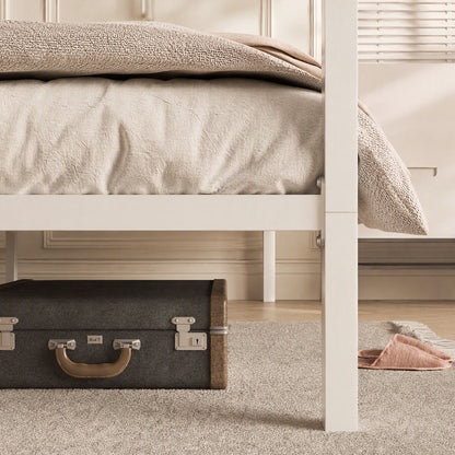 Canopy Bed Frame with Heavy-Duty Metal Slats, Four-Poster Metal Bed Frame with Under-Bed Storage, No Box Spring Needed