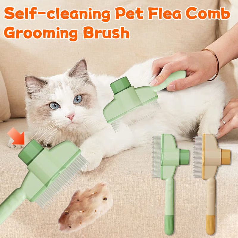 Self-Cleaning Pet Flea Comb & Grooming Brush+