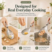 🥄 All-in-One Stainless Steel Kitchen Spoon | Grate, Strain, Mash & More