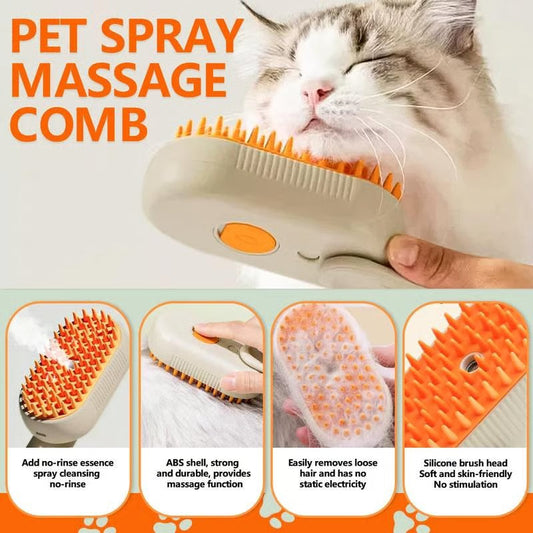 3-in-1 Pet Steam Brush | Nano Mist Grooming Brush for Cats & Dogs
