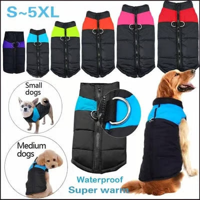 Winter Warm Waterproof Dog Vest with Zipper (S-7XL)