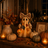 🎁Halloween Hot Sale - 69% OFF👻🎃 Light-Up Patchwork Ghost with LED Jack-o'-Lantern Basket