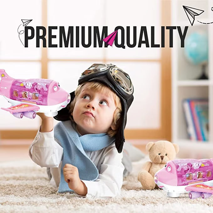 Colorful LED Bump & Go Airplane Toy for Kids