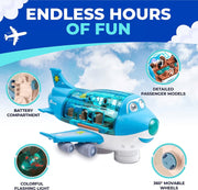 Colorful LED Bump & Go Airplane Toy for Kids