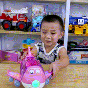 Colorful LED Bump & Go Airplane Toy for Kids