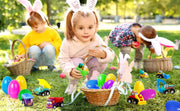Easter Eggs Filled With Pullback Construction Vehicles, Cute Animals, Dinosaurs, Jewelry pieces and Bunnies