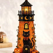 👻Decorative Halloween Lighthouse Figurine, Spooky LED Table Ornament for Halloween Party Gift & Home Decoration