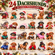 🎄 24 Days of Dachshund Joy – Christmas Advent Calendar with 24 Collectible Dachshund Figurines