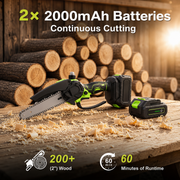 HOT SALE TODAY 69% OFF🌿 6-Inch Cordless Mini Chainsaw – Brushless 900W Pruning Saw with 2 Batteries