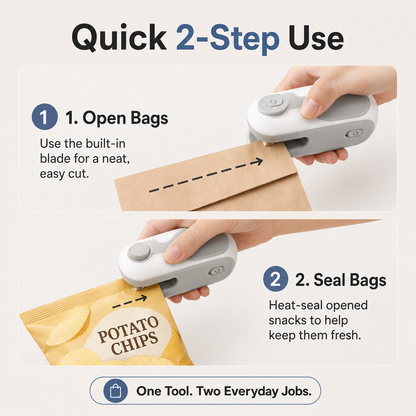 Rechargeable 2-in-1 Bag Sealer & Opener.