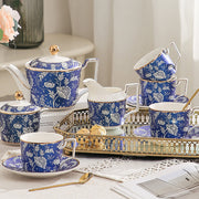Vintage Blue Peony Porcelain Tea Set