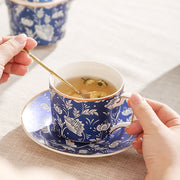 Vintage Blue Peony Porcelain Tea Set