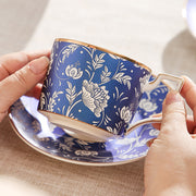 Vintage Blue Peony Porcelain Tea Set