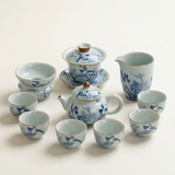 Magpie and Plum Blossom Ruyao Ceramic Tea Set