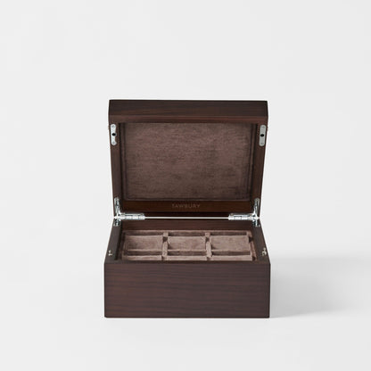 Grove 6 Slot Wooden Watch Box - Dark Walnut Wood - Closed Lid