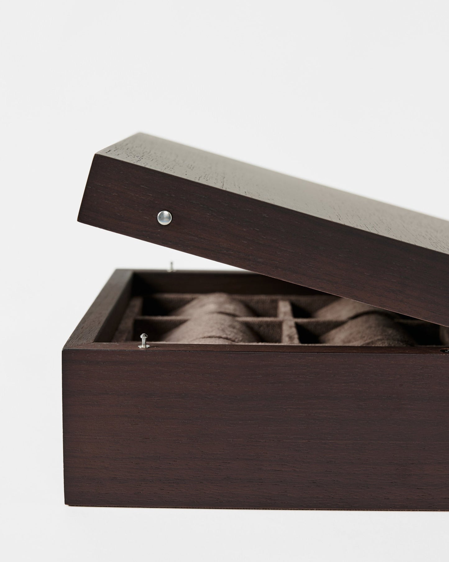 Grove 6 Slot Wooden Watch Box - Dark Walnut Wood - Closed Lid
