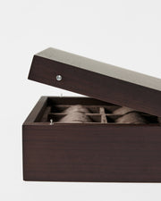 Grove 6 Slot Wooden Watch Box - Dark Walnut Wood - Closed Lid