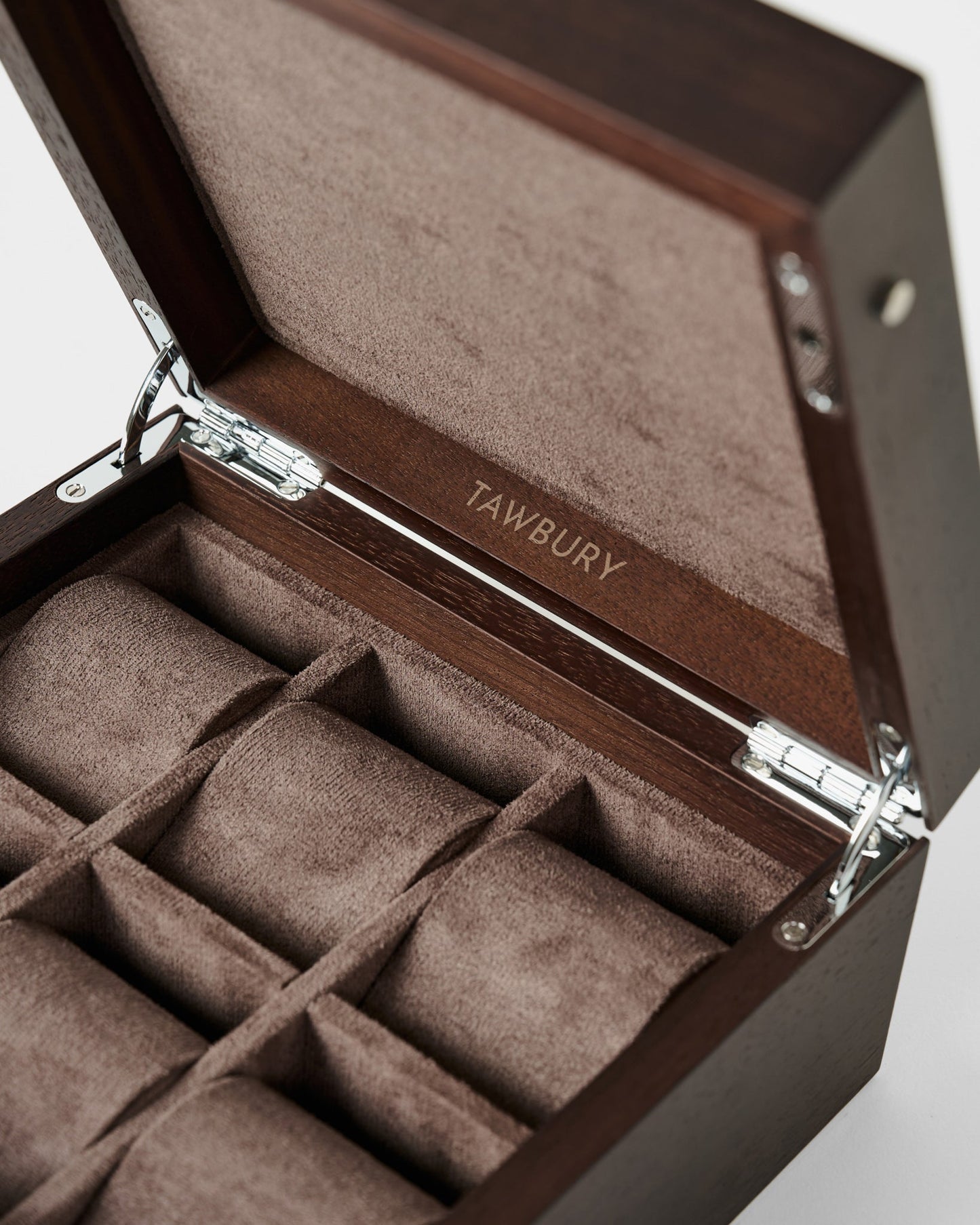 Grove 6 Slot Wooden Watch Box - Dark Walnut Wood - Closed Lid