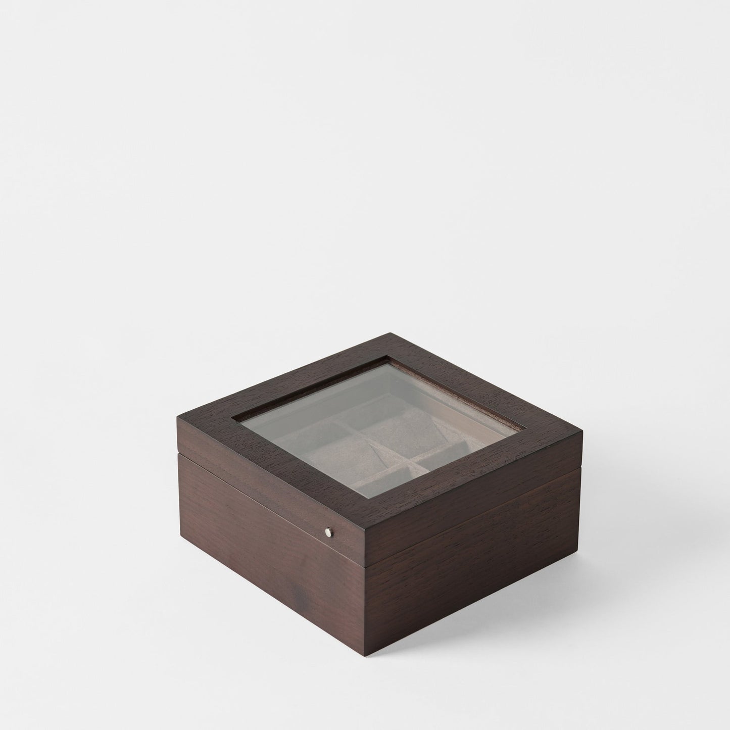 Grove 6 Slot Wooden Watch Box - Dark Walnut Wood - Glass Lid