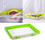 Reusable Eco Food Preservation Tray – Airtight Elastic Film Lid, Stackable, Fridge Safe