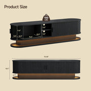 70" Fluted TV Stand for 80 Inch TV, Entertainment Center with Power Outlet & LED Lights