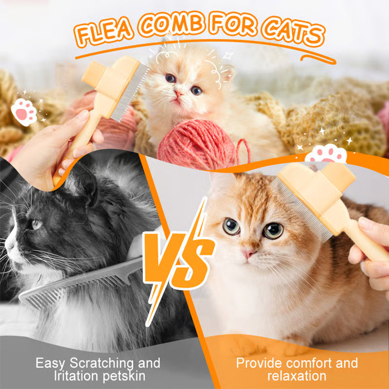 Self-Cleaning Pet Flea Comb & Grooming Brush+