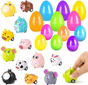 Easter Eggs Filled With Pullback Construction Vehicles, Cute Animals, Dinosaurs, Jewelry pieces and Bunnies