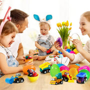 Easter Eggs Filled With Pullback Construction Vehicles, Cute Animals, Dinosaurs, Jewelry pieces and Bunnies