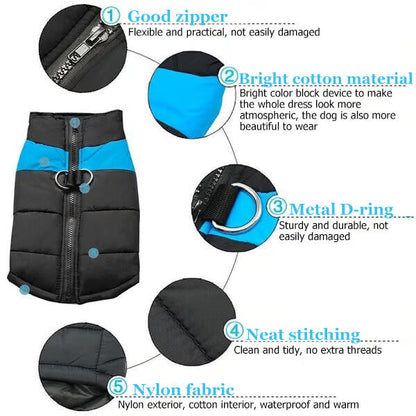 Winter Warm Waterproof Dog Vest with Zipper (S-7XL)