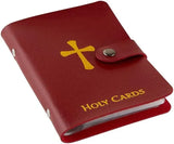 ✝️ Catholic PU+PVC Leather Holy Card Holder – Pocket Prayer Card Organizer with Snap Closure