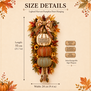 🏡FREE SHIPPING 50% OFF🎃Lighted Stacked Pumpkin Fall Door Decor with 3 Seasonal Plaques