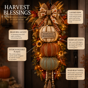 🏡FREE SHIPPING 50% OFF🎃Lighted Stacked Pumpkin Fall Door Decor with 3 Seasonal Plaques