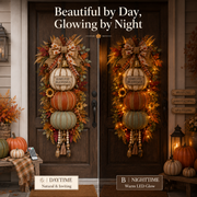 🏡FREE SHIPPING 50% OFF🎃Lighted Stacked Pumpkin Fall Door Decor with 3 Seasonal Plaques